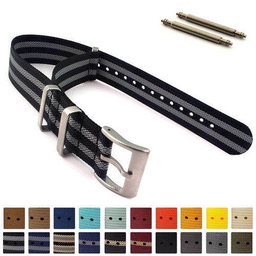 Ribbed nylon nato watch strap - nylon,