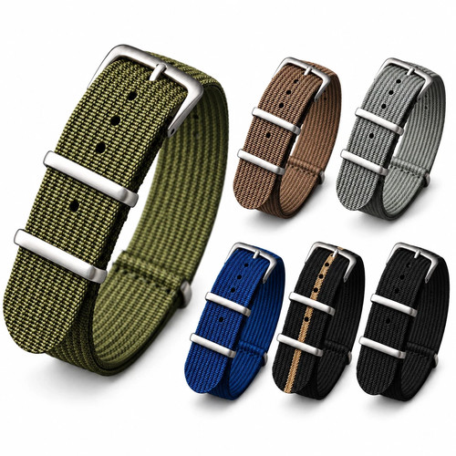 Ribbed nylon nato watch strap - nylon,