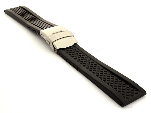 Black silicone rubber watch - black,