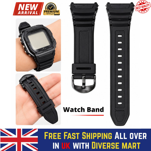 Black resin watch strap - black,